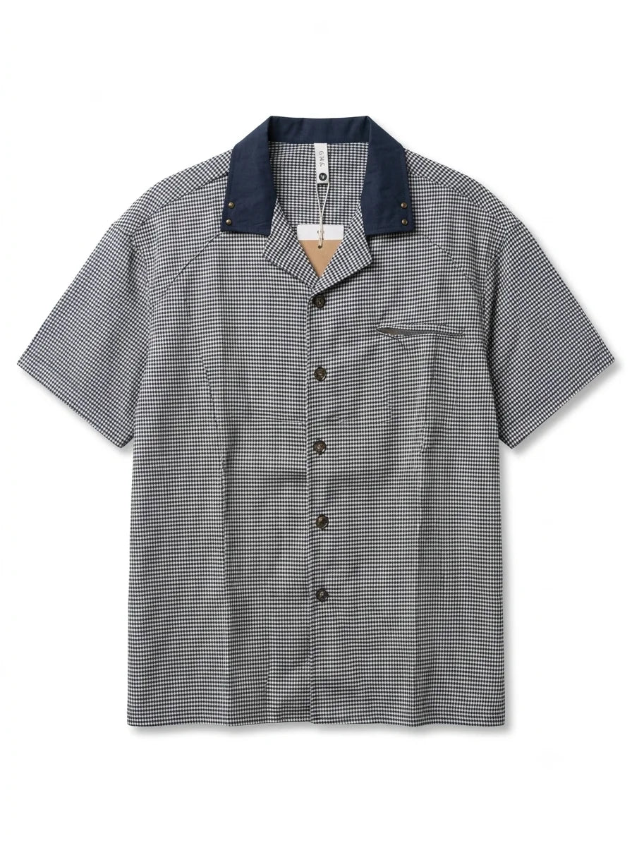 Men’s Short Sleeve Shirt – Relaxed Fit – Gingham – Black & White