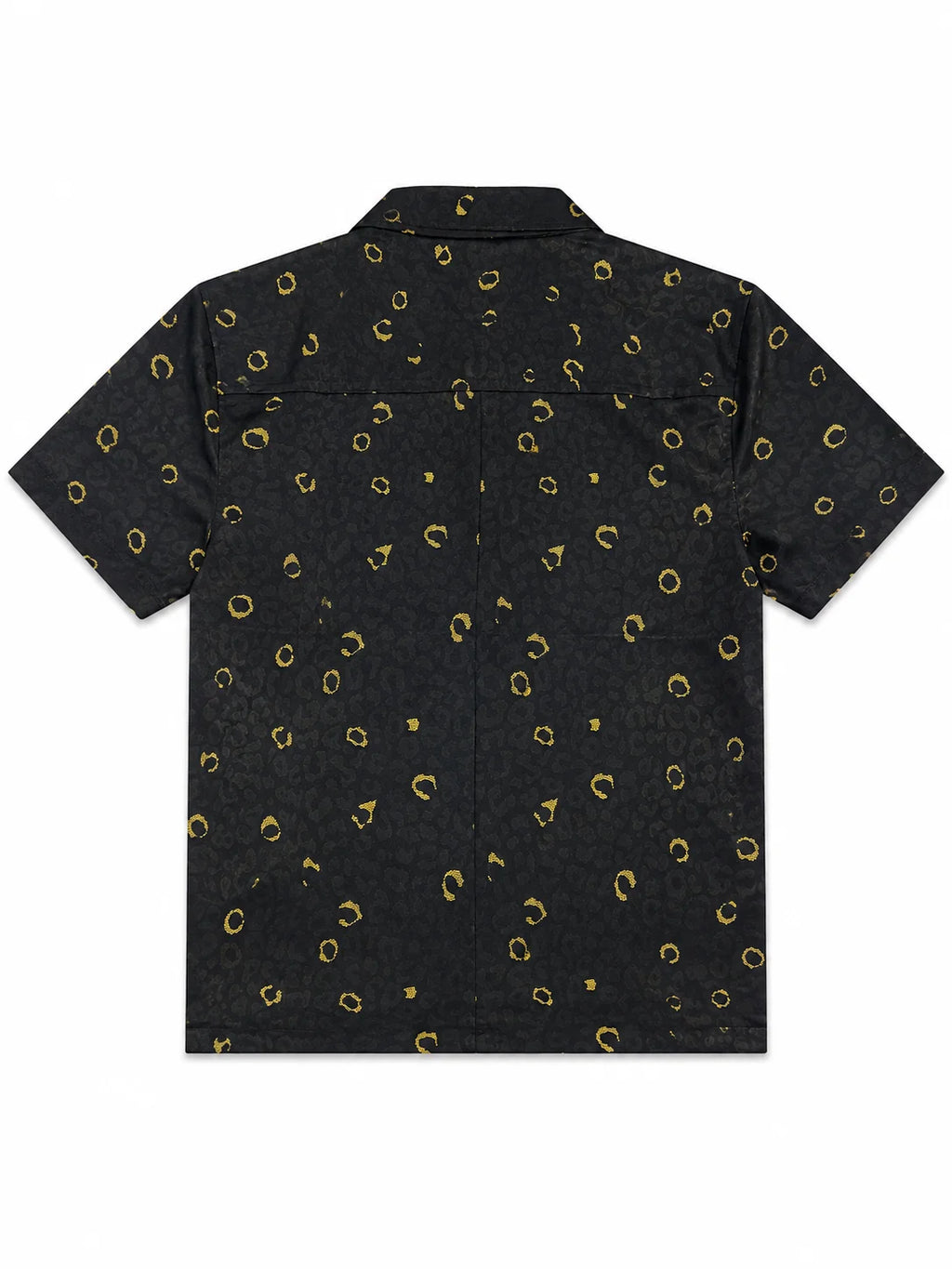 Men’s Zip-Through Casual Shirt – All-Over Gold Print – Premium Cotton – White