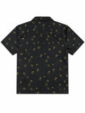 Men’s Zip-Through Casual Shirt – All-Over Gold Print – Premium Cotton – White