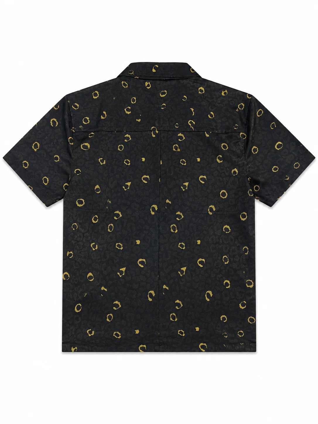 Men’s Zip-Through Casual Shirt – All-Over Gold Print – Premium Cotton – White
