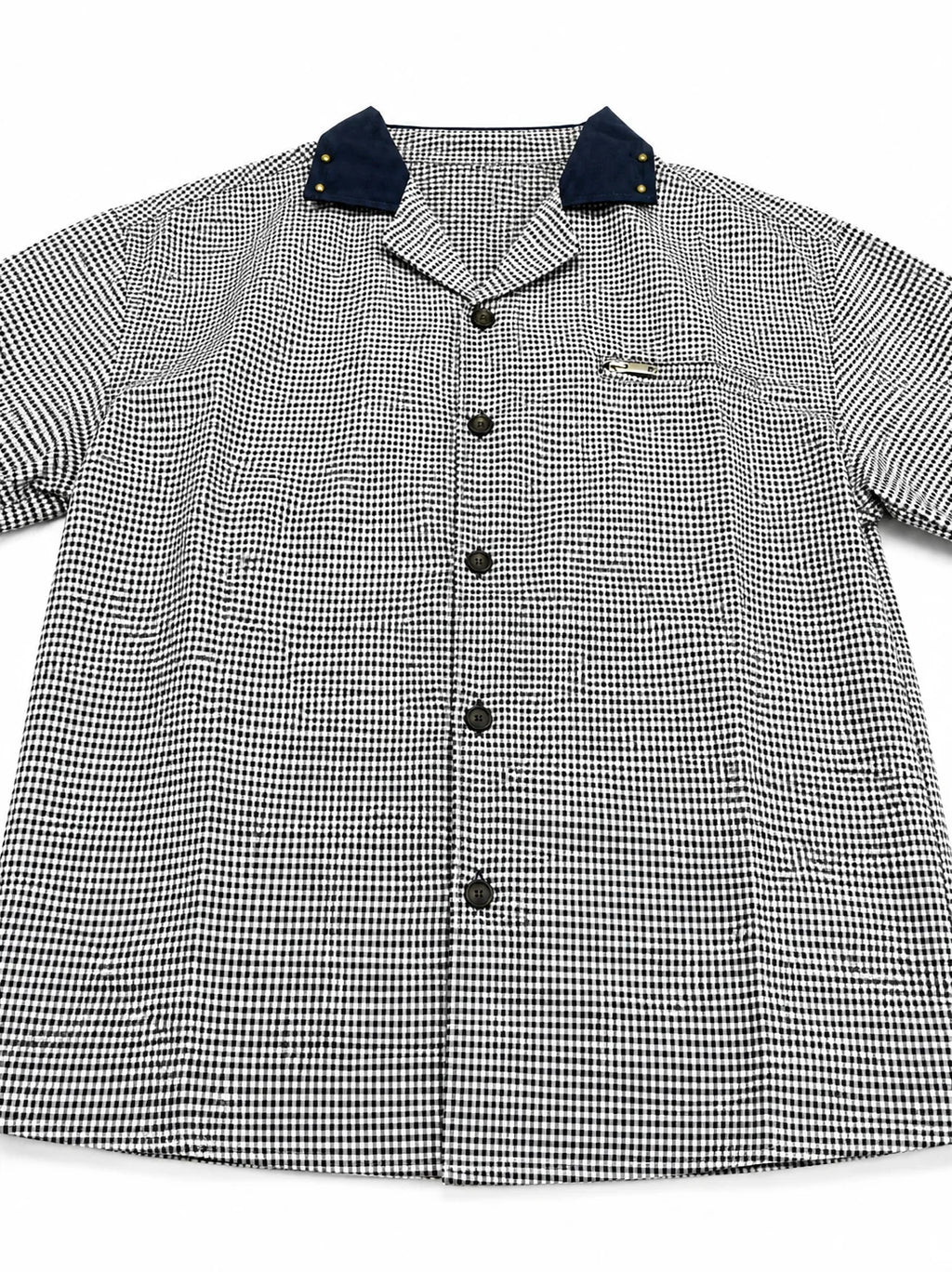 Men’s Short Sleeve Shirt – Relaxed Fit – Gingham – Black & White