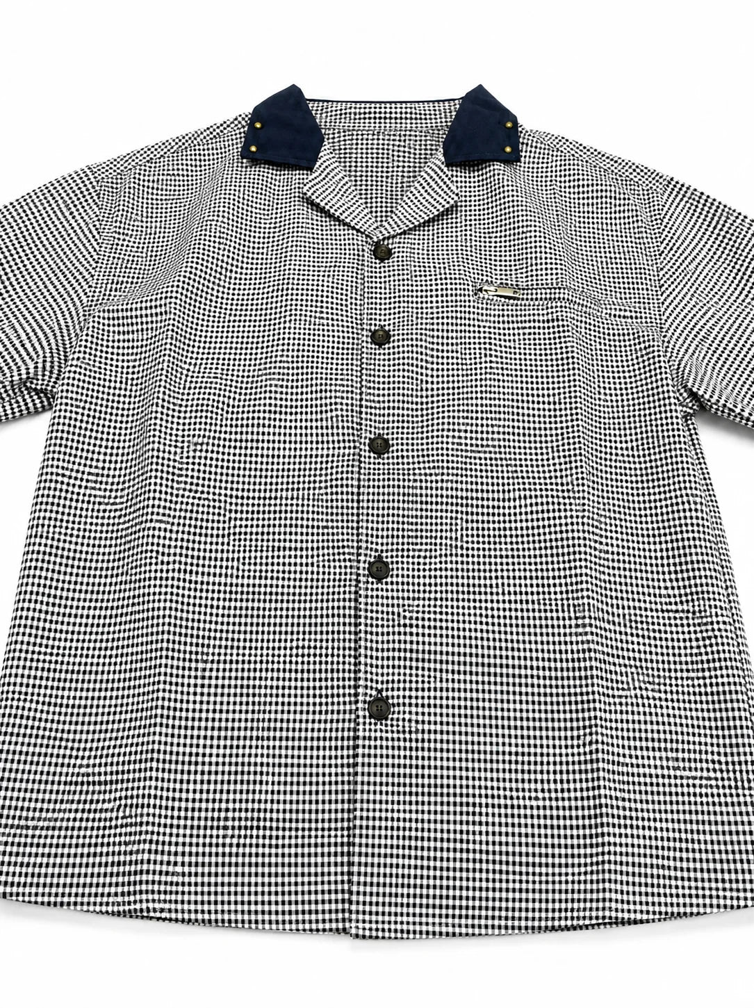 Men’s Short Sleeve Shirt – Relaxed Fit – Gingham – Black & White