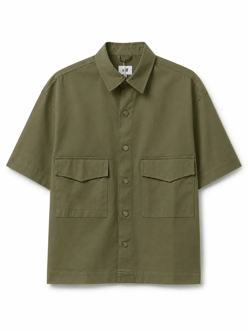 Short Sleeve Utility Shirt – Oversized – Cotton – White