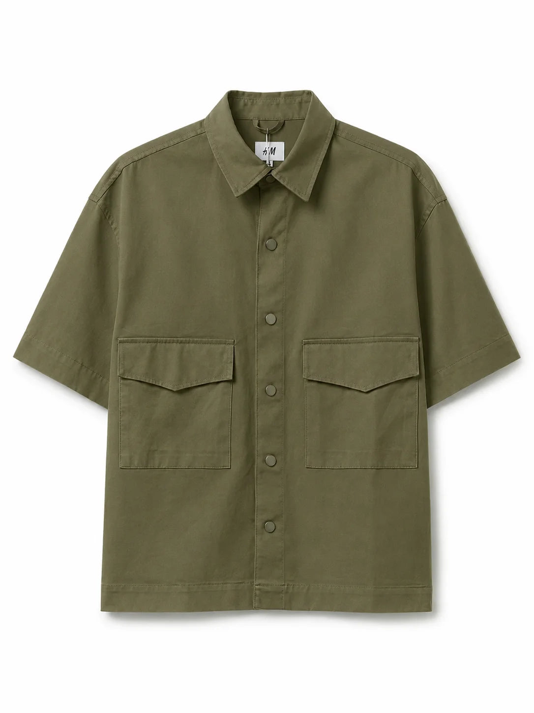 Short Sleeve Utility Shirt – Oversized – Cotton – White