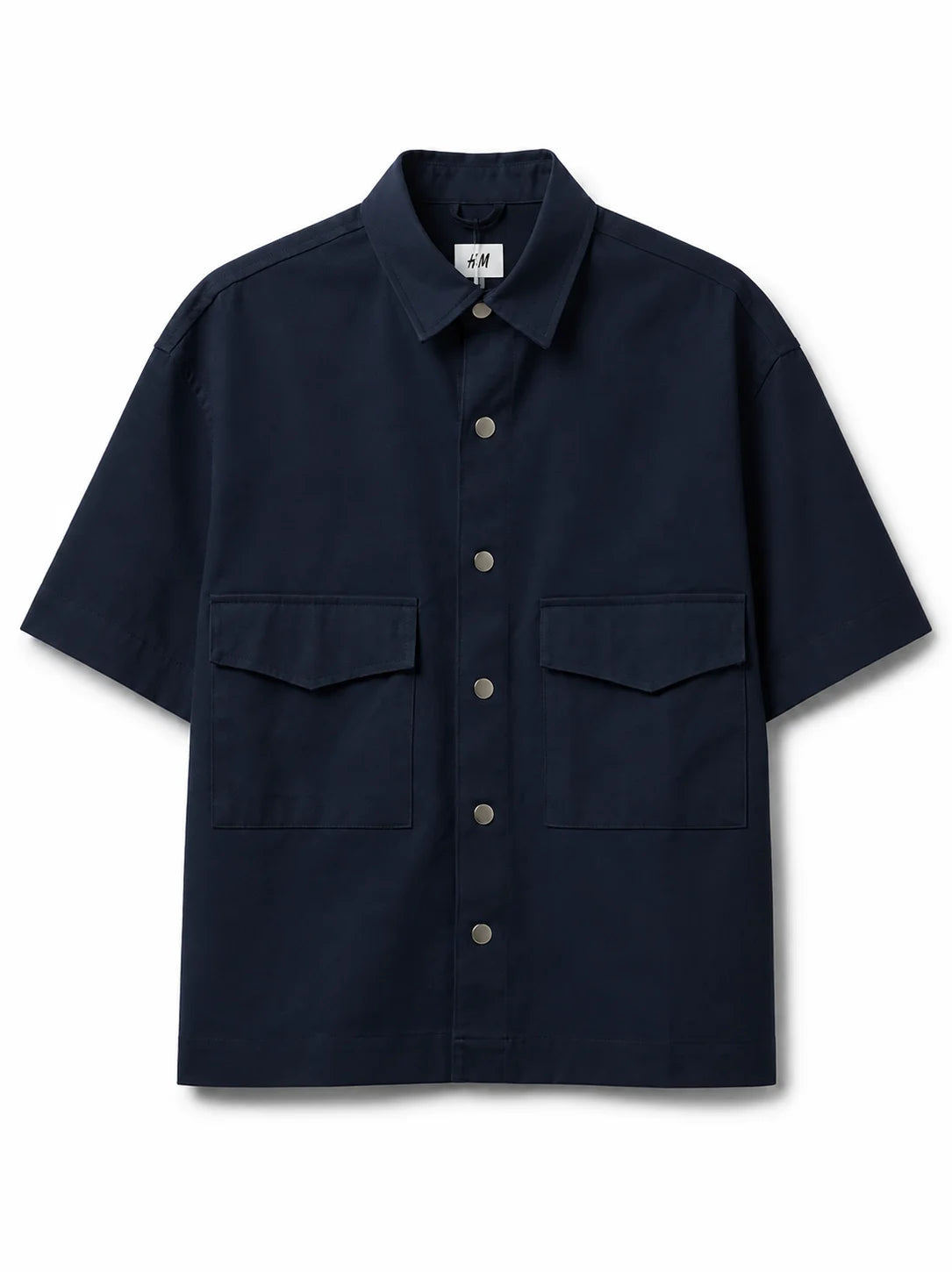 Short Sleeve Utility Shirt – Oversized – Cotton – White