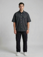 Short Sleeve Utility Shirt – Snap Button Casual Overshirt with Dual Chest Pockets - Image 2