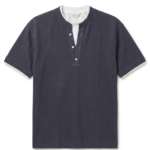 Men's Henley T-Shirt – Textured – Cotton Blend – Navy Blue