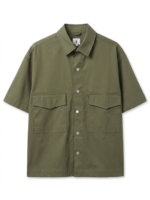 Men's Overshirt – Utility Style – Cotton Blend – Olive Green