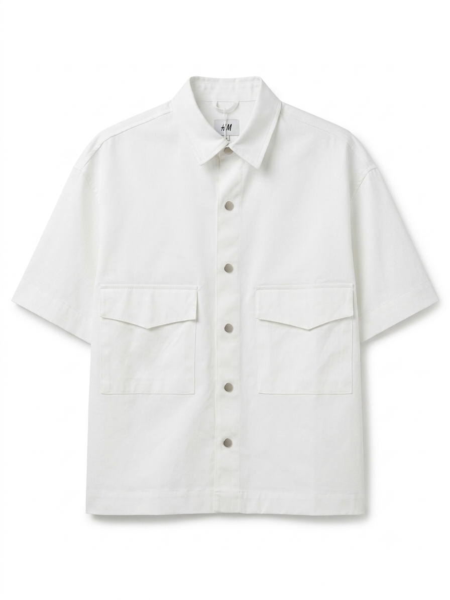 P6 Short Sleeve Utility Shirt – Oversized – Cotton – White